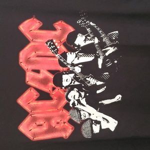 AC/DC Brian Johnson & Angus Young Power Up Bolt Back Black T Shirt SZ L